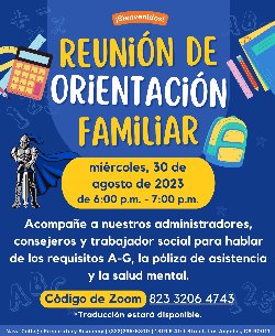 welcome back family orientation spanish